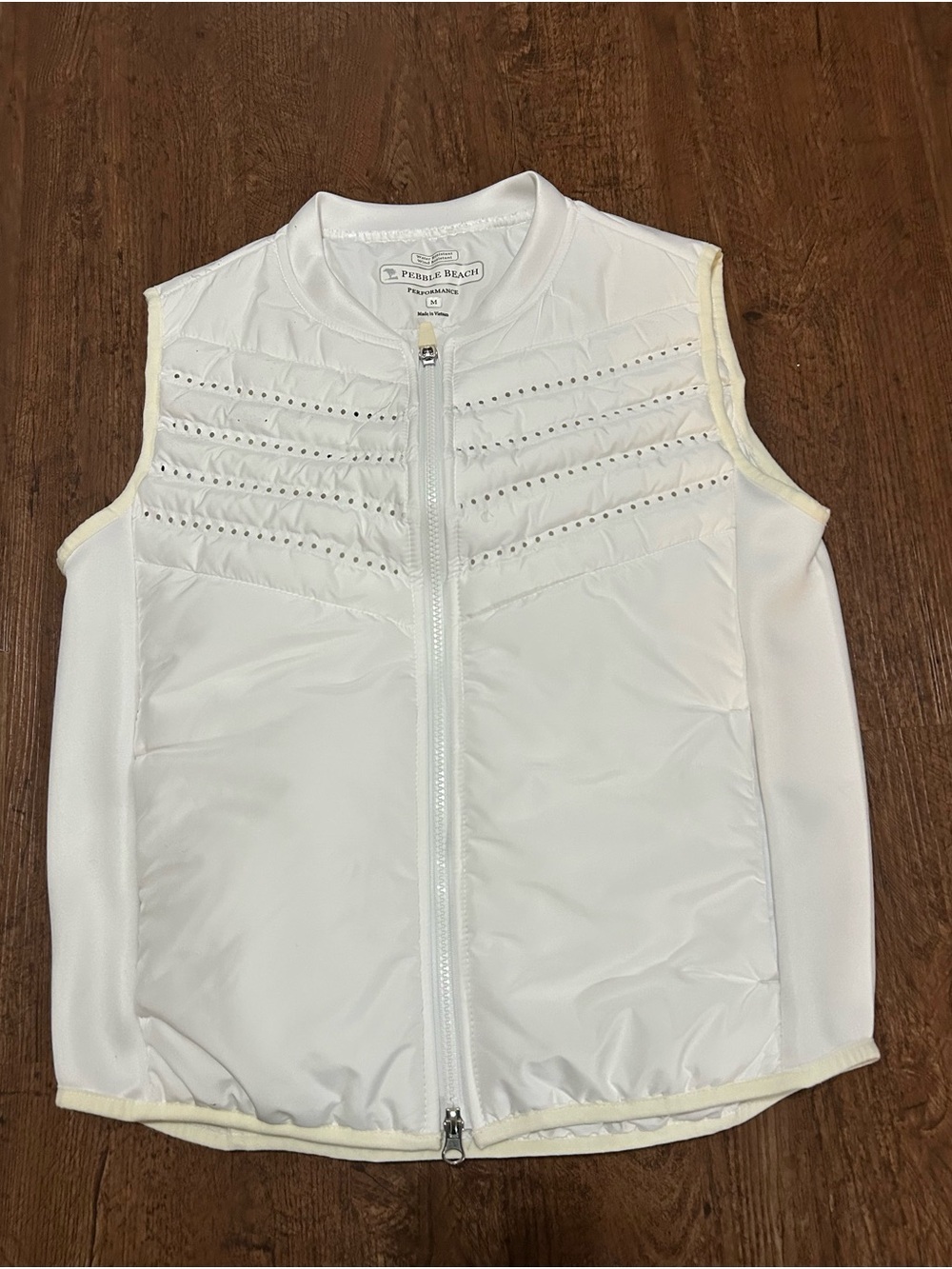 Pebble Beach White Performance Zip-Up Vest